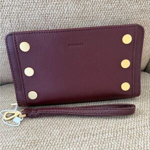 Hammitt Bryant Wallet in Cherrywood Leather/Brushed Gold - NWT